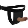 Arnés braguita Pretty Love con dildo, arnés negro con dildo de frente