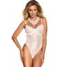 Teddy blanco de encaje y tul Queen Lingerie, modelo de frente, toma 2