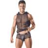 Camiseta con capucha Anais Men Ares, modelo de frente con la capucha caída
