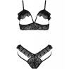 Set Passion Dolly negro de copas abiertas, piezas sin modelo, de frente