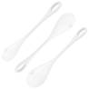 Satisfyer Yoni Power 1 en blanco, las tres piezas del kit en diagonal