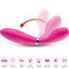 Masajeador Armony Y-Wand fucsia con la cabeza doblada y sus funciones