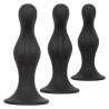 CalExotics Silicone Anal Ripple Kit, los tres plugs negros en otra disposición