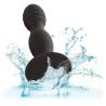 CalExotics Silicone Ribbed Anal Stud negro con salpicaduras de agua