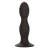 CalExotics Silicone Ribbed Anal Stud negro de frente