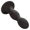 CalExotics Silicone Ribbed Anal Stud negro, vista lateral de la base de ventosa