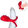 Anillo vibrador corazón Armony colocado en un pene de muestra