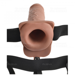 Fetish fantasy series - arnes ajustable pene realistico con testiculos recargable y vibrador 17.8 cm