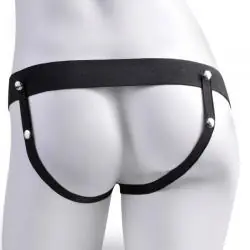Fetish fantasy series - arnes ajustable pene realistico con testiculos recargable y vibrador 17.8 cm