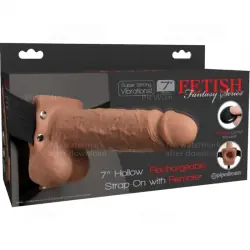Fetish fantasy series - arnes ajustable pene realistico con testiculos recargable y vibrador 17.8 cm