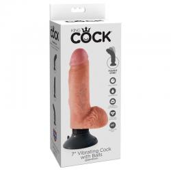 King cock - dildo vibrador con testiculos 17.78 cm natural