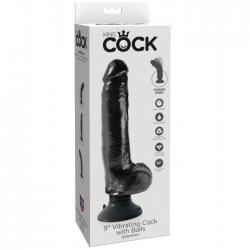 King cock - dildo vibrador con testiculos 23 cm negro