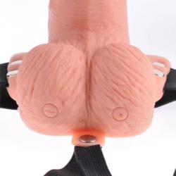 Fetish fantasy series - arnes ajustable control remoto pene realistico con testiculos recargable y vibrador 15 cm