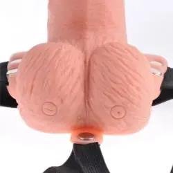 Fetish fantasy series - arnes ajustable control remoto pene realistico con testiculos recargable y vibrador 15 cm