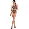Body halter Passion BS087 negro de red, de frente