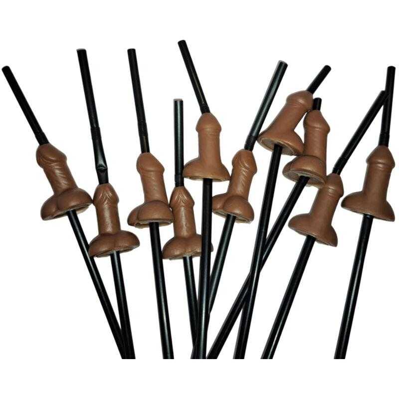 Diablo picante - bolsa 10 pajitas pene negro Diablo picante - bolsa 10 pajitas pene negro