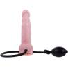 Dildo hinchable realista con su pera, visto de lado