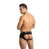 Jock bikini Anais Men Petrol, modelo de espaldas con abertura trasera