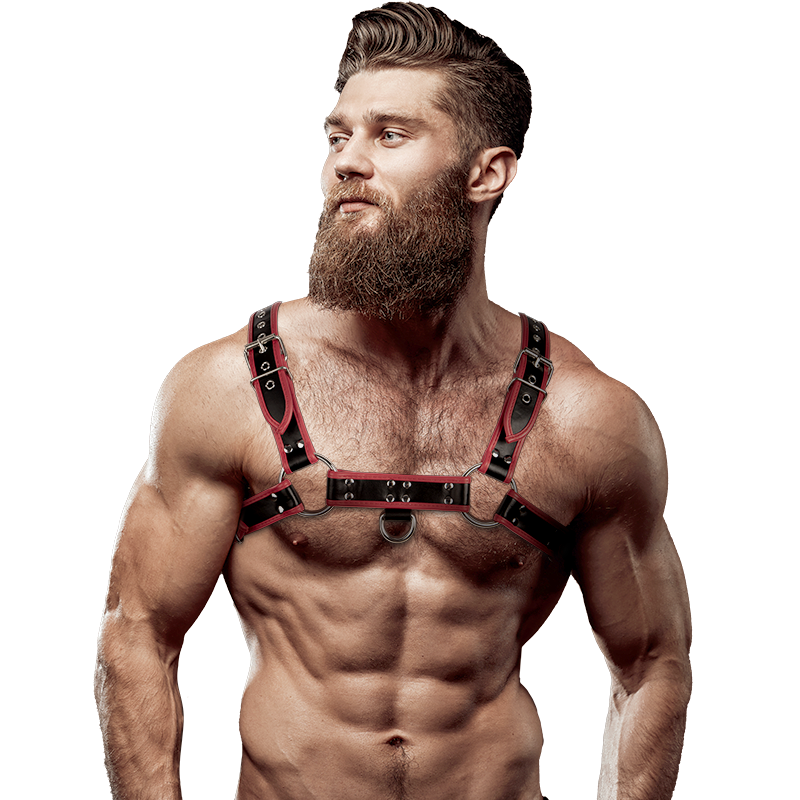 Fetish submissive attitude - arnés ecopiel pecho hombre negro/rojo Fetish submissive attitude - arnés ecopiel pecho hombre negro/rojo