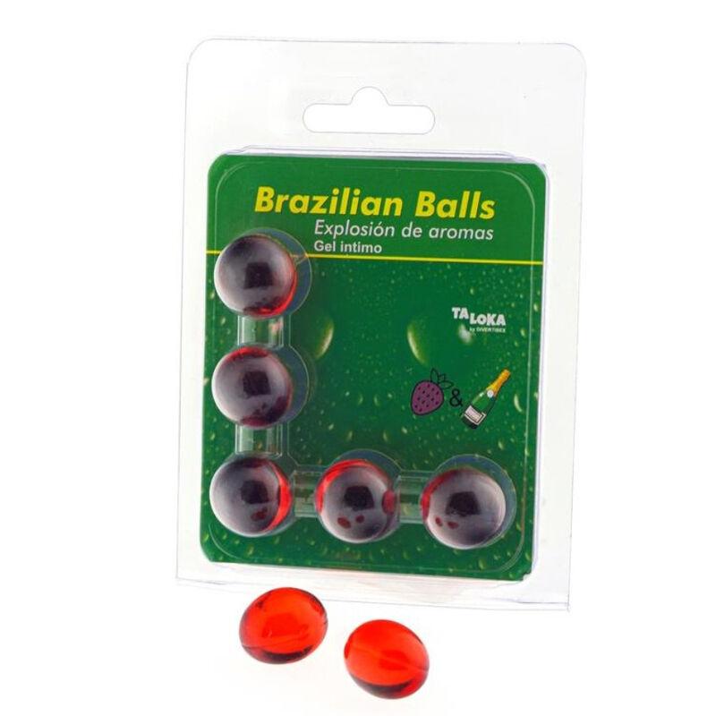 Taloka - brazilian balls gel íntimo fresas & champn 5 bolas