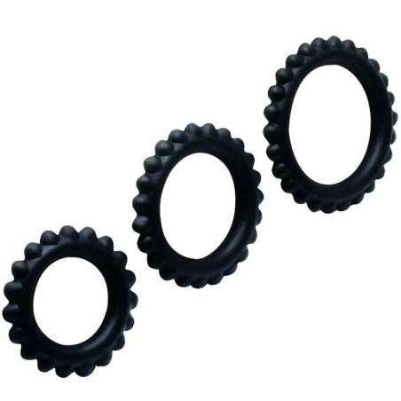 Baile  titan set 3pcs cock ring black 2.8 + 2.4 + 1.9 cm - 1