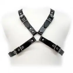 Leather body - black buckle harness for men