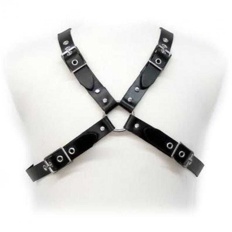 Leather body - black buckle harness for men