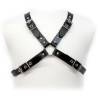 Leather Body Black Buckle Harness, arnés negro con hebillas sobre un torso