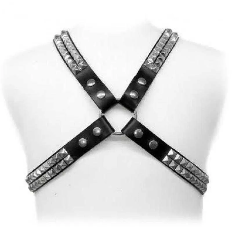 Leather body - pyramid stud harness