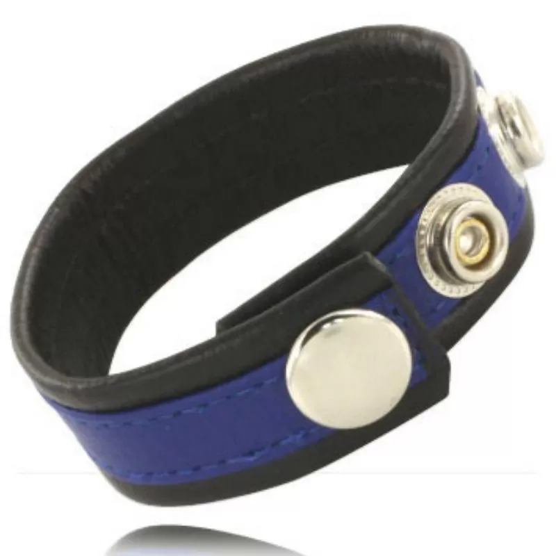 Leather body correa de cuero ajustable para pene azul-negra