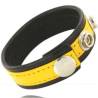 Correa de cuero Leather Body para el pene, amarillo y negro, con corchetes