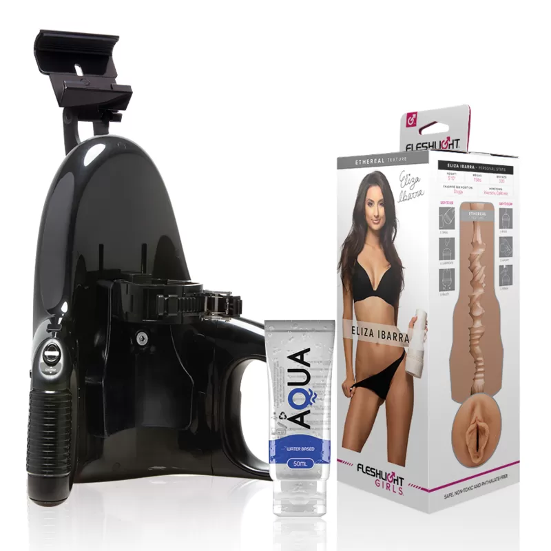 Fleshlight - eliza ibarra vagina + universal launch + lubricante aqua quality 50 ml