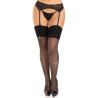 Medias Leg Avenue Harmony negras con brillos y liguero, de frente
