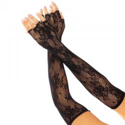 Leg avenue - guantes sin dedos red floral blanco