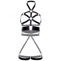 Leg avenue - arnes body cuero vegano agarre negro s
