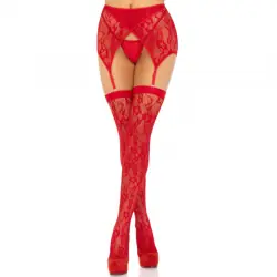 Leg avenue - medias encaje & liguero rojo