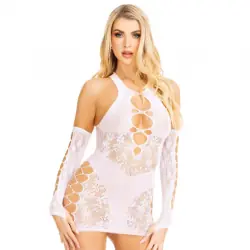 Leg avenue - set minivestido & guantes blanco