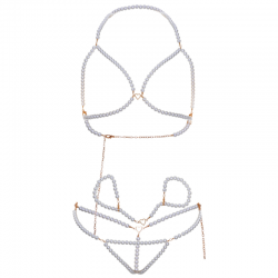 Leg avenue - set sujetador muñequeras & tanga perla
