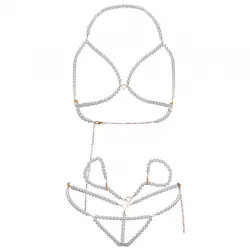 Leg avenue - set sujetador muñequeras & tanga perla