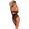 Body Livco Corsetti Finasan negro con abertura en la espalda, modelo de espaldas