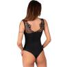 Body Livco Corsetti Mudienin negro con encaje en la espalda, modelo de espaldas