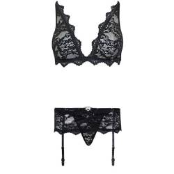 Livco corsetti fashion - belita lc 90231 sujetador + panty + liguero negro - - 12