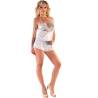 Top y short de satén azul Livco Corsetti Fanthera, modelo de pie de frente