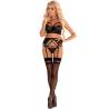 Conjunto con liguero Livco Corsetti Moridam, modelo de frente con medias