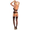 Conjunto con liguero Livco Corsetti Moridam, modelo de espaldas con los brazos arriba