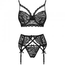 Livco corsetti fashion - moridam lc 90552 sujetador + liguero + panty negro