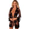 Bata de tul con encaje y tanga Livco Corsetti Herina, modelo de frente