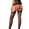Liguero de encaje y rejilla Livco Corsetti Sevem con medias, de espaldas