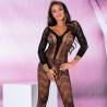 Bodystocking de manga larga Livco Corsetti Cordill, modelo sobre fondo rosa
