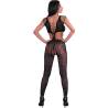 Bodystocking con aberturas Livco Corsetti Tubiana, modelo de espaldas con espalda cruzada